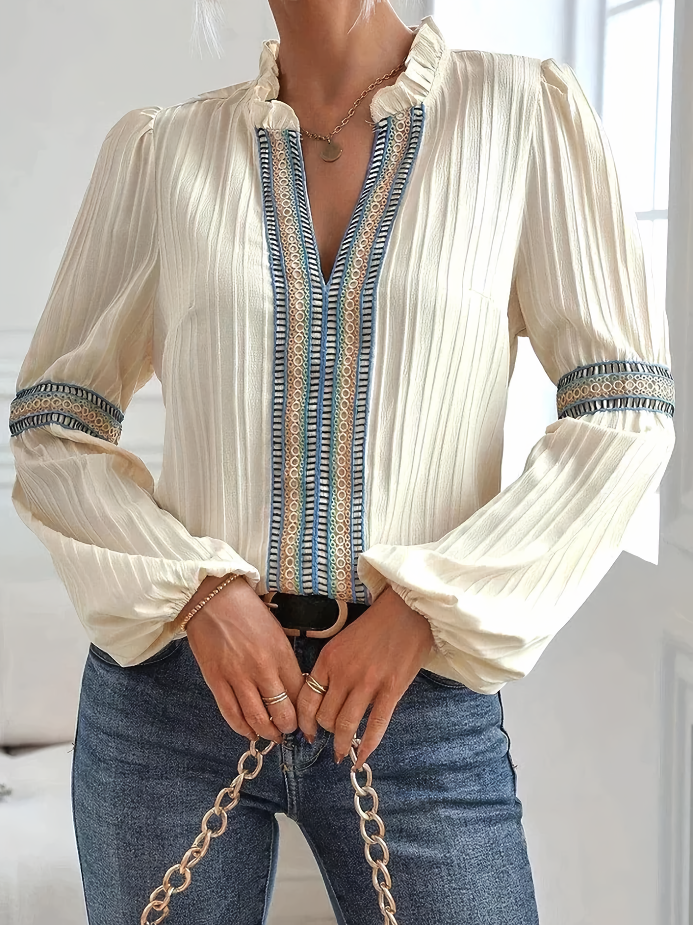 Sunrise - Stunning V-Neck Blouse