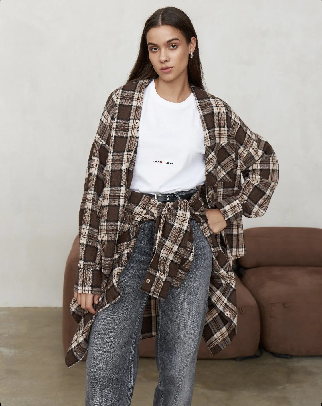 Mya- Oversized  Plaid Shirt