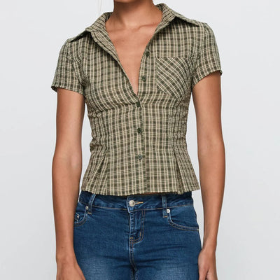 Maria- Plaid Button Down Shirt