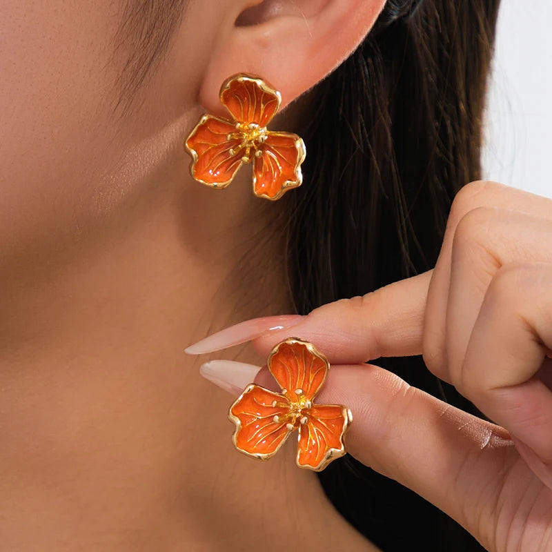Tulipa- Drip Oil Flower Earrings