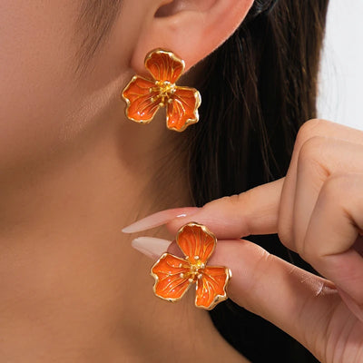 Tulipa- Drip Oil Flower Earrings