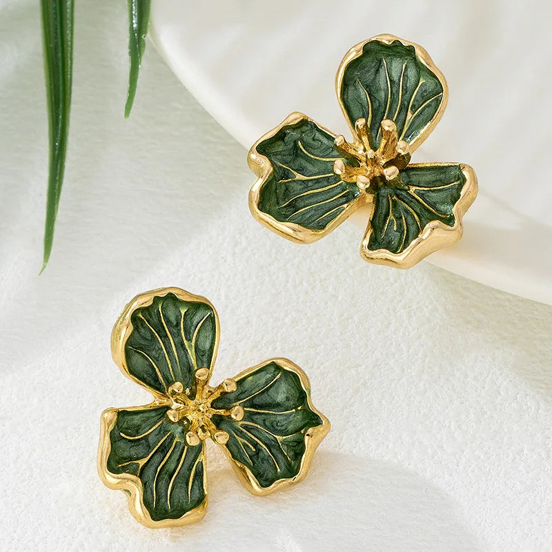 Tulipa- Drip Oil Flower Earrings