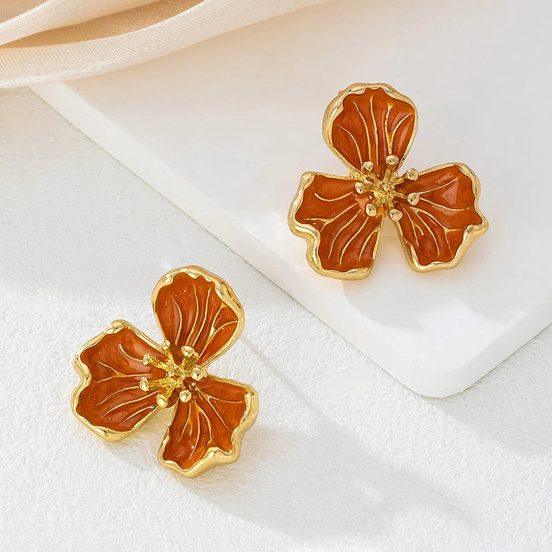 Tulipa- Drip Oil Flower Earrings