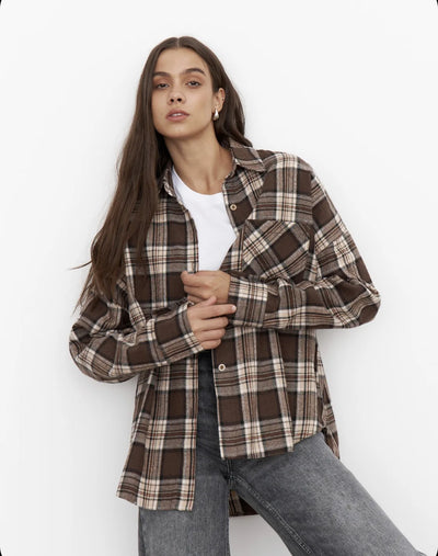 Mya- Oversized  Plaid Shirt