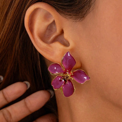 SPRING FLOWER-Drip Oil Flower Earrings