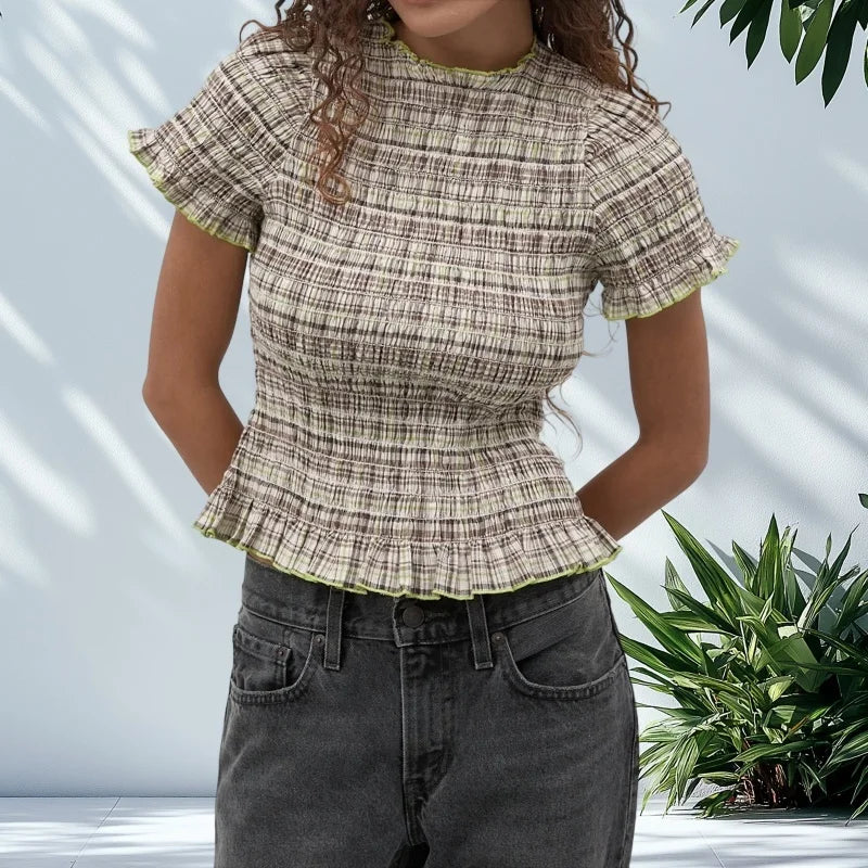 Nuusaa- Shirred Crop Top