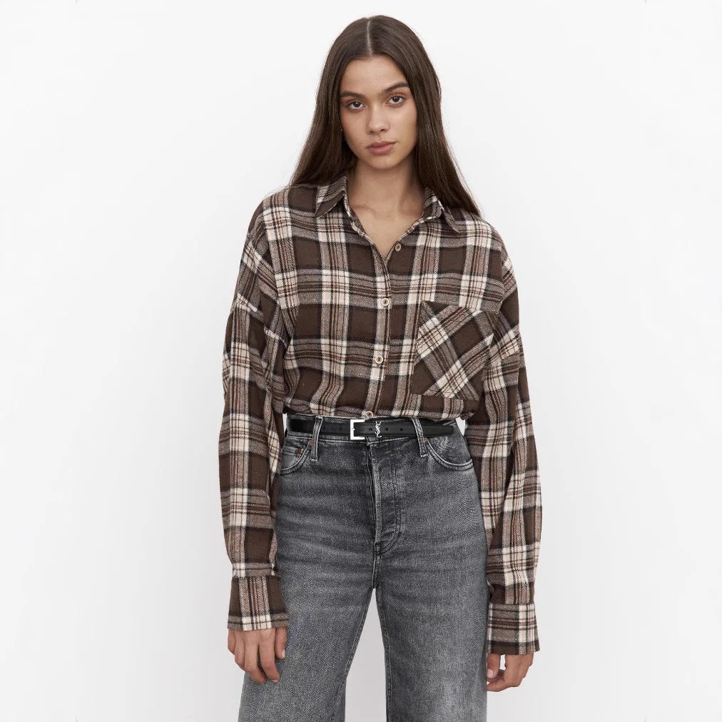 Mya- Oversized  Plaid Shirt