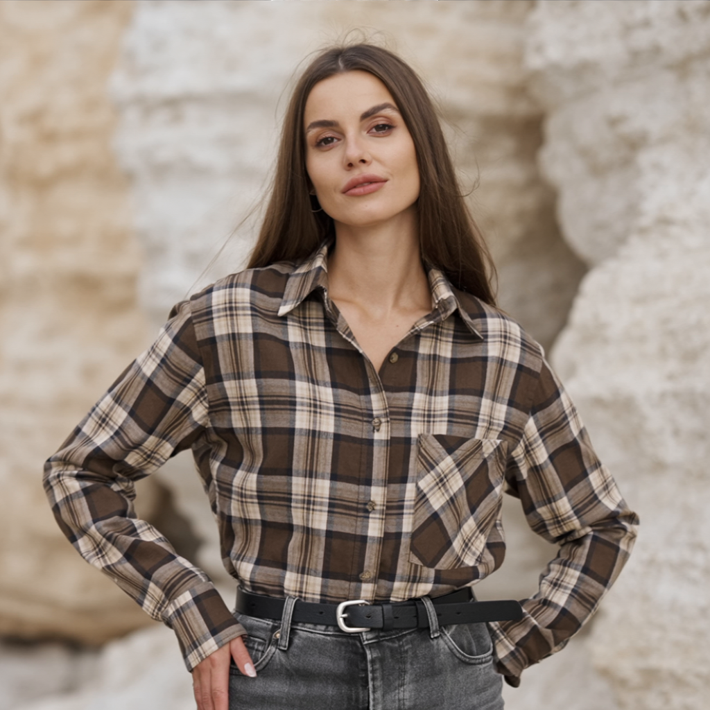 Mya- Oversized  Plaid Shirt
